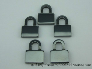 DIY饰品配件 无磁性黑胆石锁形吊坠 金锁门锁挂件 精美项链配饰