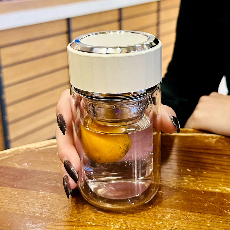 日本迷你口袋杯小玻璃杯带盖外带便携儿童水杯女士新款高颜值高硼