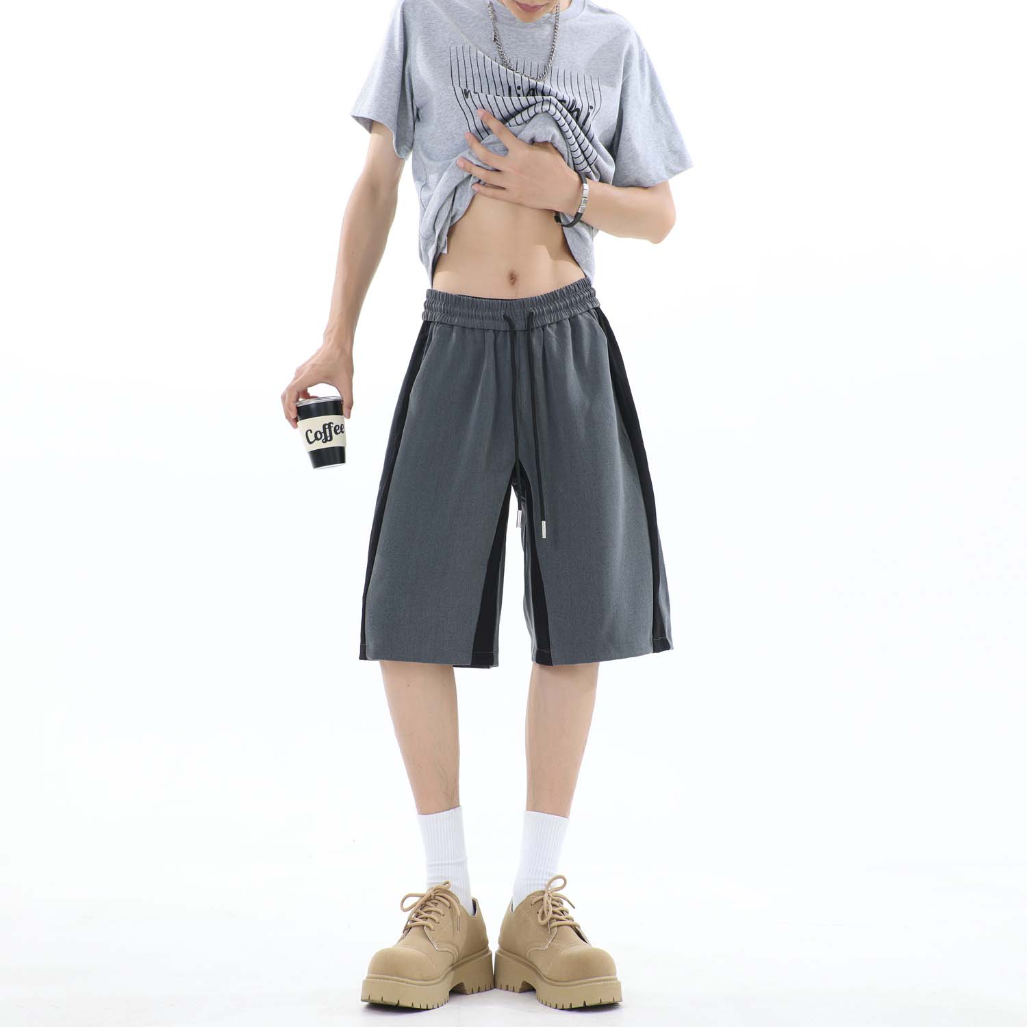 美式高级感西装短裤男女宽松夏季五分休闲裤子h626P38控58,男装牛仔裤,星座1401-3（原电商B417 ）