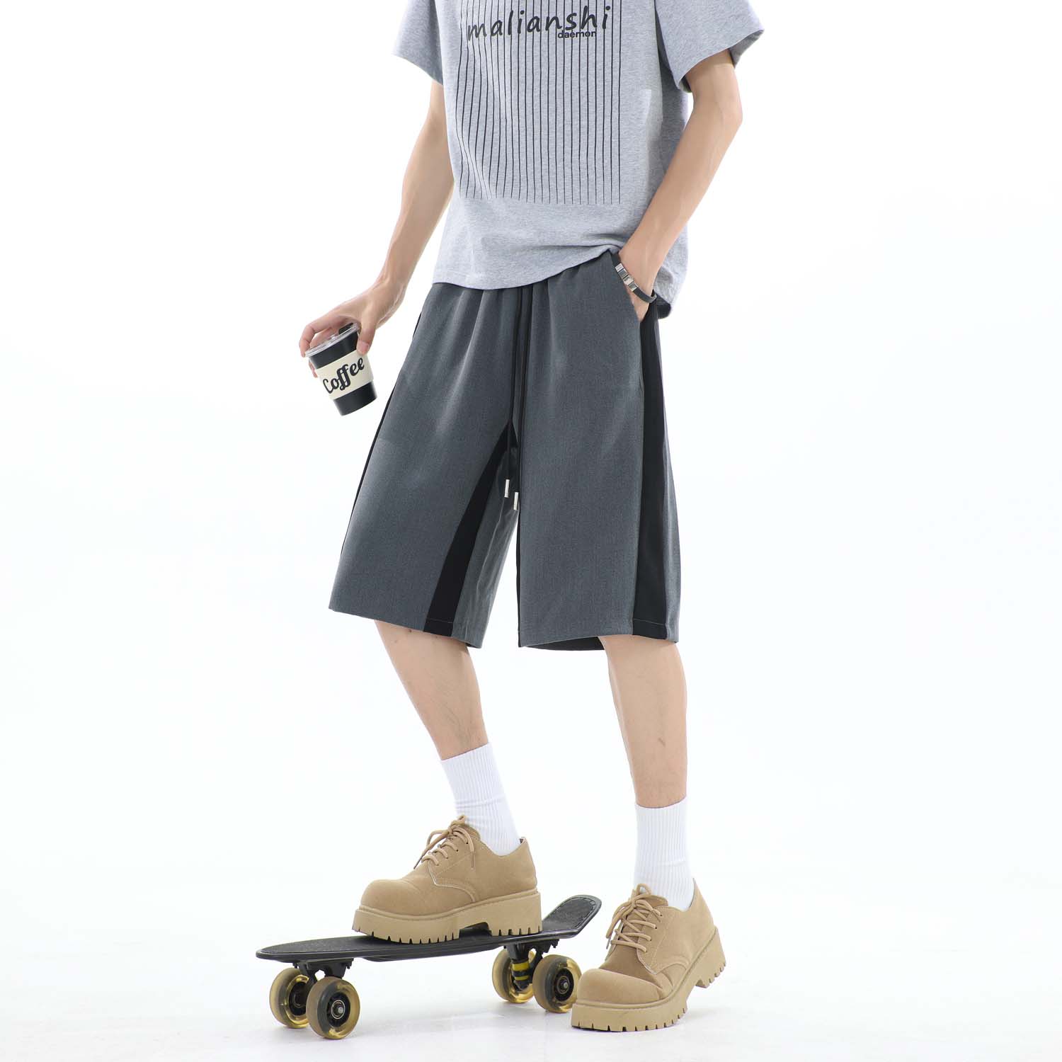 美式高级感西装短裤男女宽松夏季五分休闲裤子h626P38控58，男装牛仔裤，星座1401-3（原电商B417 ）