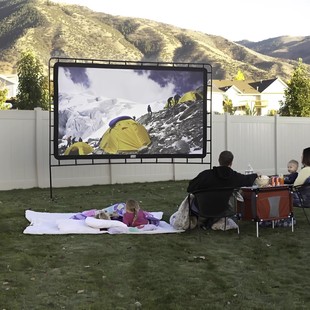 性价比天花板！出欧美户外简易金属投影幕布支架防风露营室外投影布家用折叠幕布露天电影布96寸大尺寸