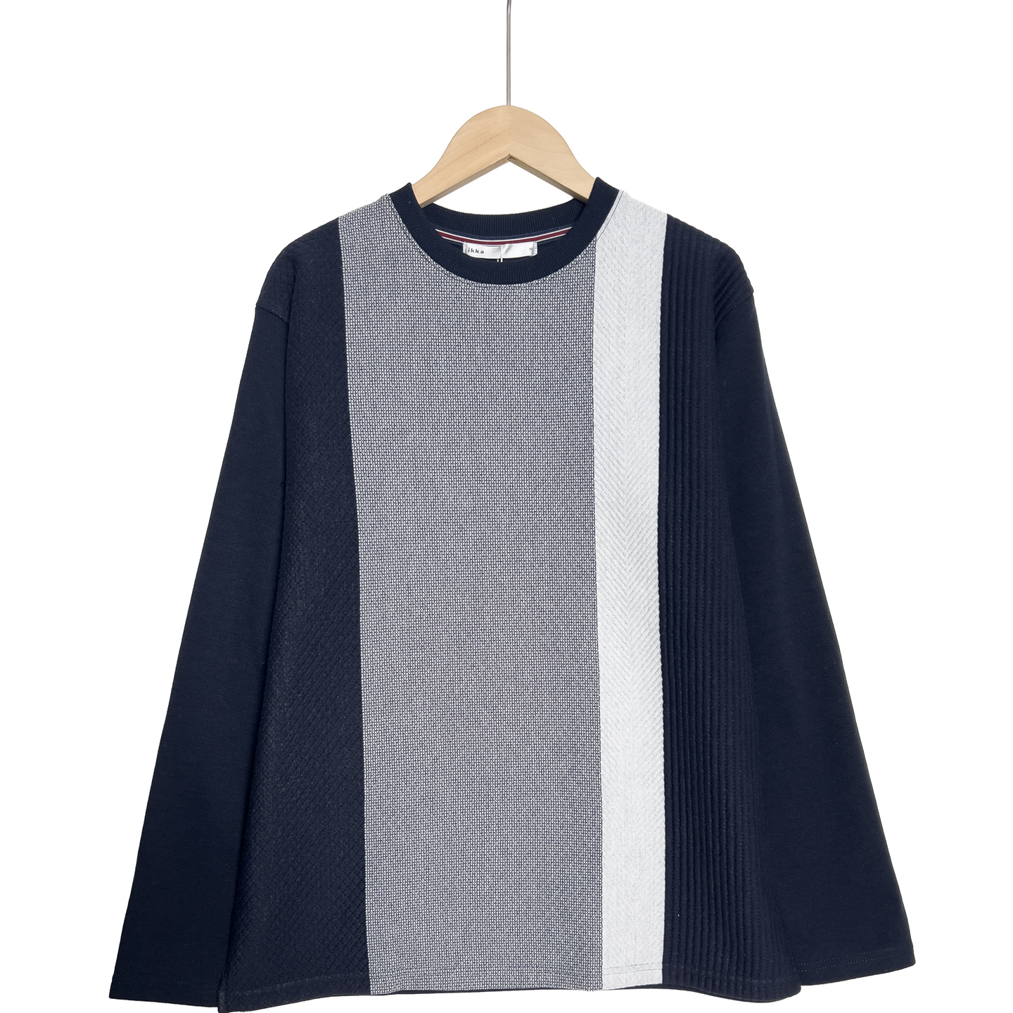 外贸日单撞色拼接圆领套头卫衣