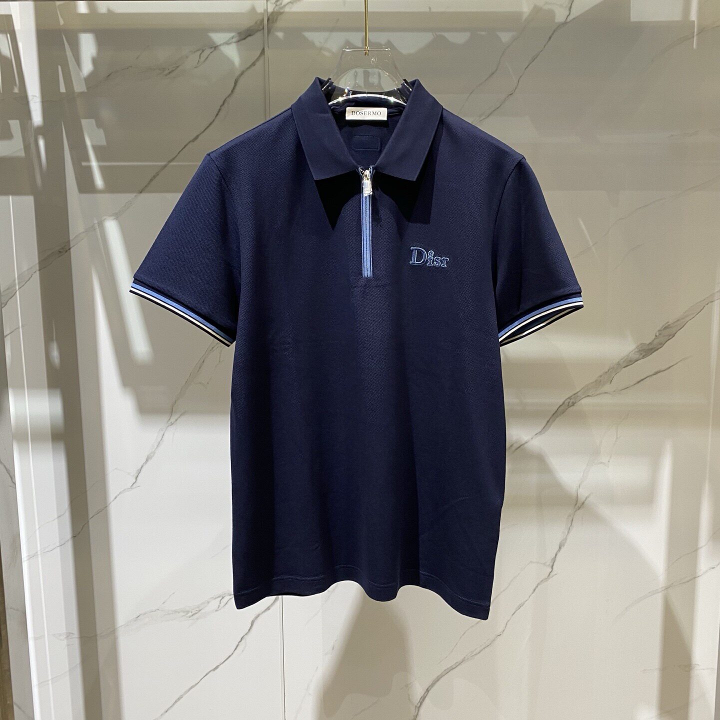 DOSERMO 26春夏新款logo字母刺绣拉链领口翻领男士短袖POLO衫