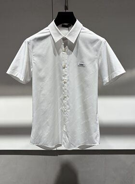 VERRI 26春夏新款logo字母提花暗纹满身男士短袖衬衫 281008