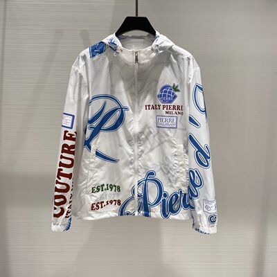 PIERRE PIERUCCI 26春夏彩色logo字母菠萝印花男士连帽夹克外套