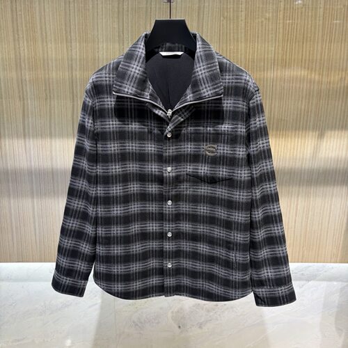 Cavalli Class男装 26秋冬logo字母标格纹男士棉夹克外套 2F3526