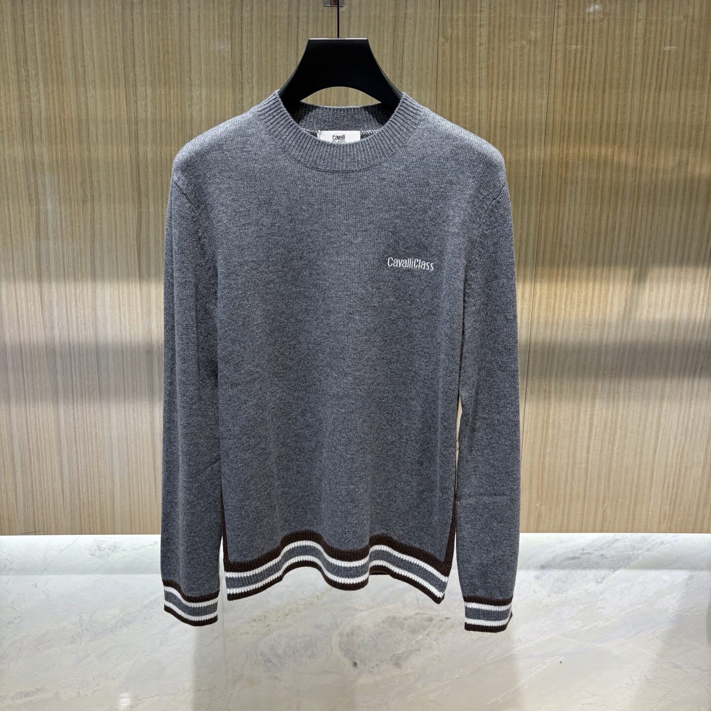 Cavalli Class卡沃利 26秋冬logo字母刺绣男士羊毛羊绒针织衫毛衣