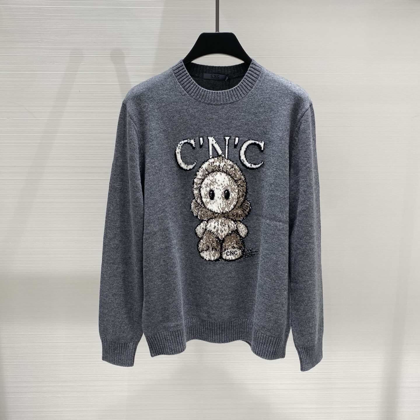 CNC男装 26秋冬新款卡通logo字母提花圆领男士羊毛羊绒针织衫毛衣