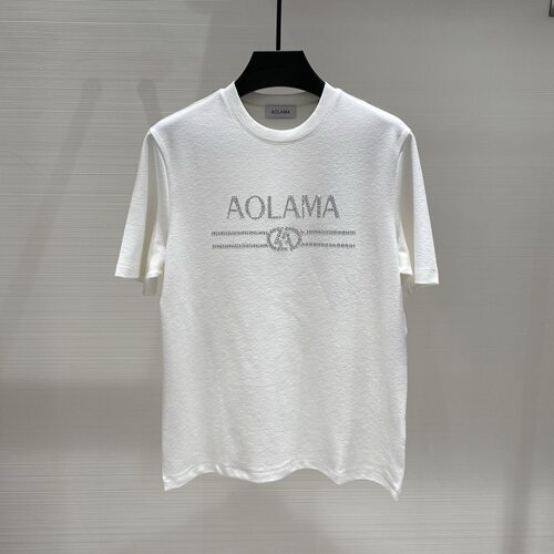 特惠AOLAMA奥拉玛 男装秋冬款logo字母烫钻男士短袖T恤 253508