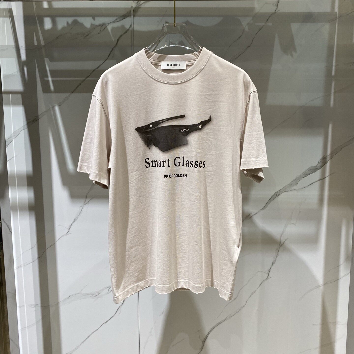 PP OF GOLDEN 26春夏新款墨镜logo字母印花时尚破坏男士短袖T恤