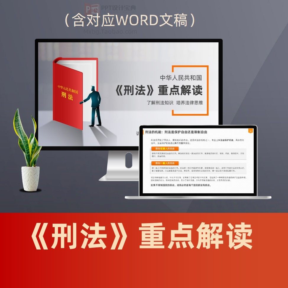 刑法重点解读PPT 违法犯罪普法PPT 法律思维法律知识科普PPT模板图片