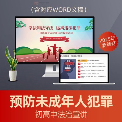 预防未成年人犯罪法治教育PPT课件 青少年普法初高中预防校园霸凌