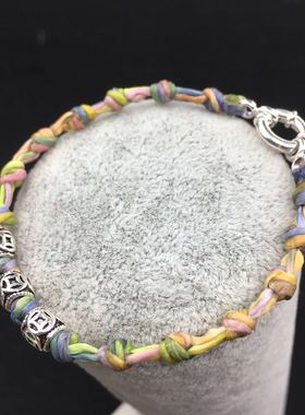 原创纯银弹簧扣佛牌民族风手绳