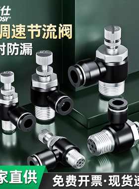 气管快速接头气动快插SL调速节流阀黑色配件4/6/8/10/12/14/16mm