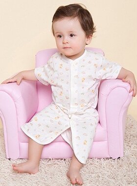 童泰30069婴儿半袖睡衣宝宝全棉夏装浴袍新生儿衣服夏天睡袍1392