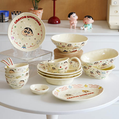 正版蜡笔小新陶瓷盘碟勺食品级