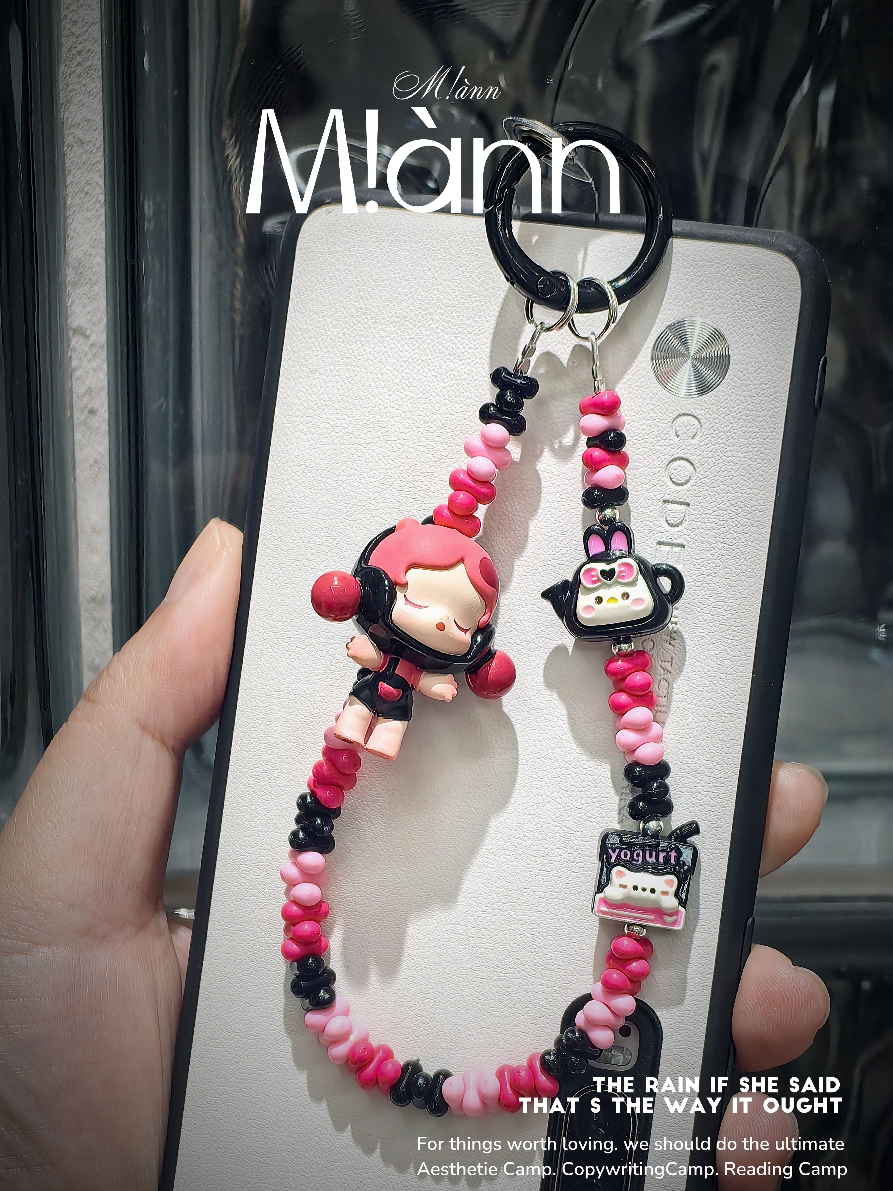 泡泡玛特skullpanda萌粒串珠手机链popmart手机挂件抱抱晚安好梦