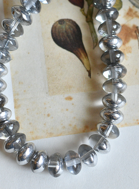 diy手工手作耳环配件银色透明感电镀捷克珠扭扭9x6mm