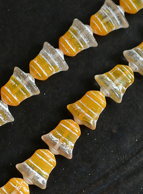 diy手工手作耳环材料配件橘白色圣诞铃铛复古串珠捷克珠 14x13mm