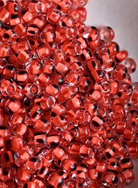 diy手工手作耳环材料黑橘捷克条纹米珠玻璃散珠 6/0