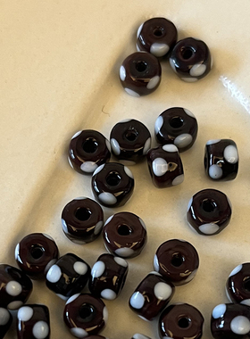 深咖波点小圆珠车轮玻璃散珠灯工珠[Yidian]DIY手作手工