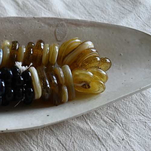 diy手作黑色土耳其玻璃花爱心黄色系秋日透明感手作材料