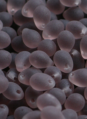 diy哑光灰肉粉紫水滴捷克珠玻璃散珠5x7mm