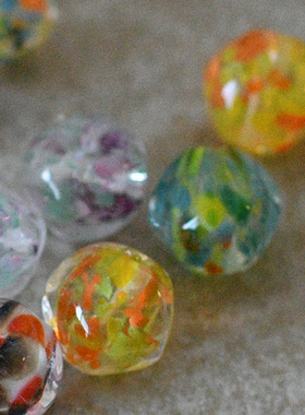 [Yidian]可爱油画透明感异性多角玻璃珠 HANDMADE 灯工散珠