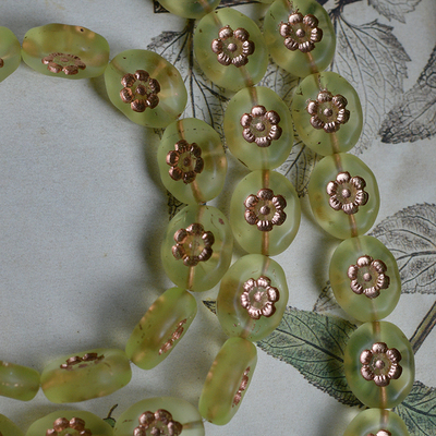 压花哑光黄色复古捷克珠14mm