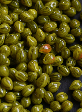 diy手作串珠材料手机链条纹水滴黄色系秋日捷克珠玻璃散珠5x7mm