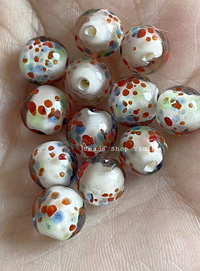 Yidian Handmade 红蓝撞色圆珠手工玻璃珠手作材料8mm油画配色