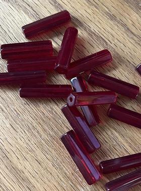 红色玻璃管子DIY手作材料捷克珠深红色串珠手作