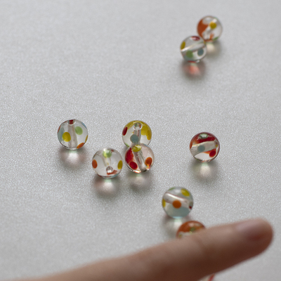 透明彩色波点玻璃圆珠