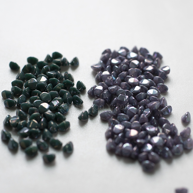 DIY手作手工串珠珠绣杨桃造型捷克珠镀色蓝绿亮面系5mm三角珠