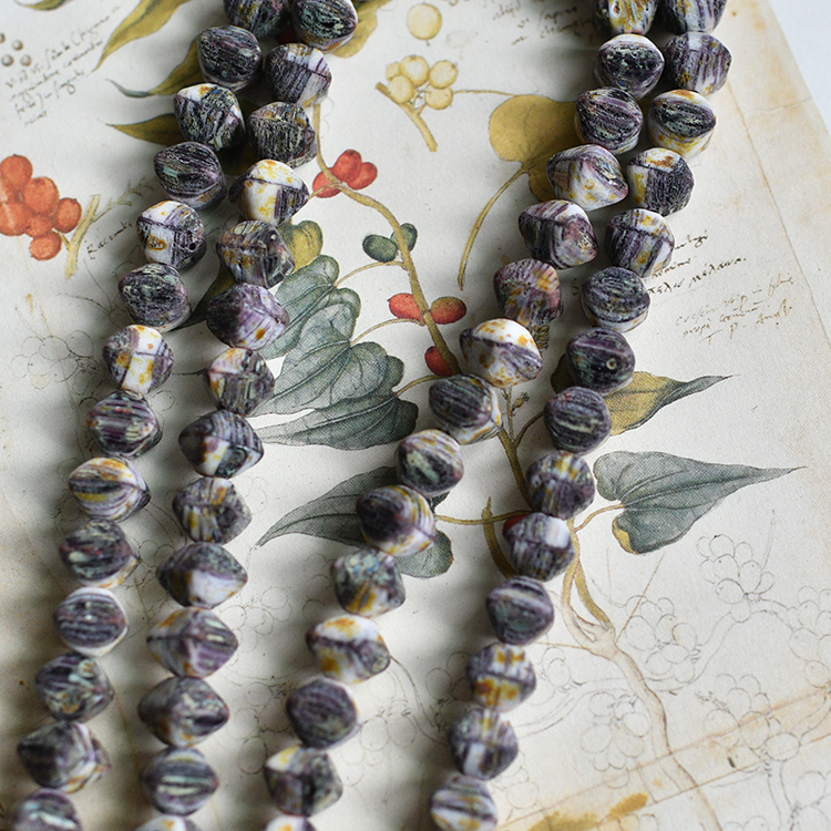 哑光黑白条纹捷克珠菱形8mm