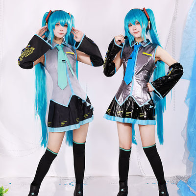 初音未来cos服全套假发白银漆皮JK女装cosplay套装MIKU公式服