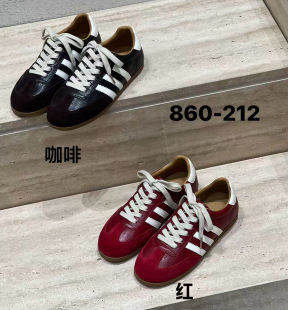 诗路花语七彩青春2026秋冬款真皮女鞋平底休闲德训鞋板鞋860-212