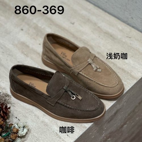 诗路花语V6M新2026秋冬真皮休闲鞋平底鞋乐福鞋女鞋豆豆鞋860-36
