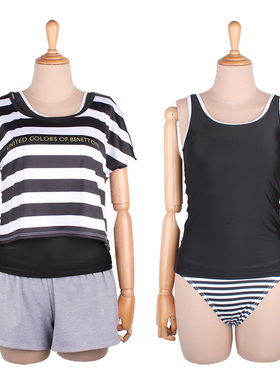 防红外透视摄录日本BENETTON贝纳通女士泳衣四件套遮肚显瘦泳装