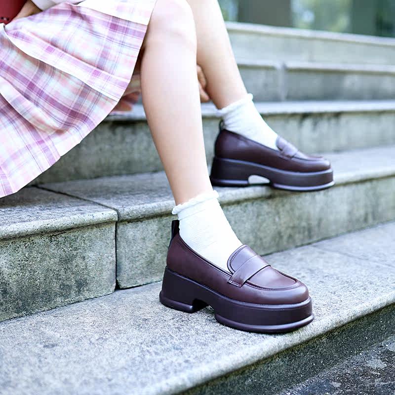 学院风小皮鞋JK百搭厚底皮鞋女