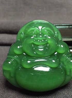 弥勒佛老坑猫眼挂件俄罗斯碧玉