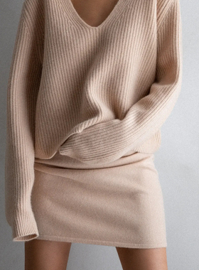 外贸原单 荷兰单北欧 秋冬季简约高腰A字包臀羊绒针织短裙半身裙