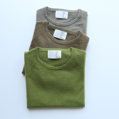 外贸原单 荷兰单北欧 秋冬纯色百搭羊绒针织T恤短袖圆领内搭上衣