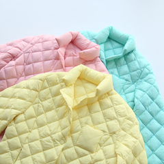 秋冬女士彩色减龄马卡龙色系风立领菱格纹羽绒服长袖保暖外套