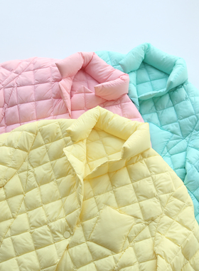 秋冬女士彩色减龄马卡龙色系风立领菱格纹羽绒服长袖保暖外套