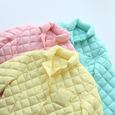 秋冬马卡龙立领菱格保暖羽绒服