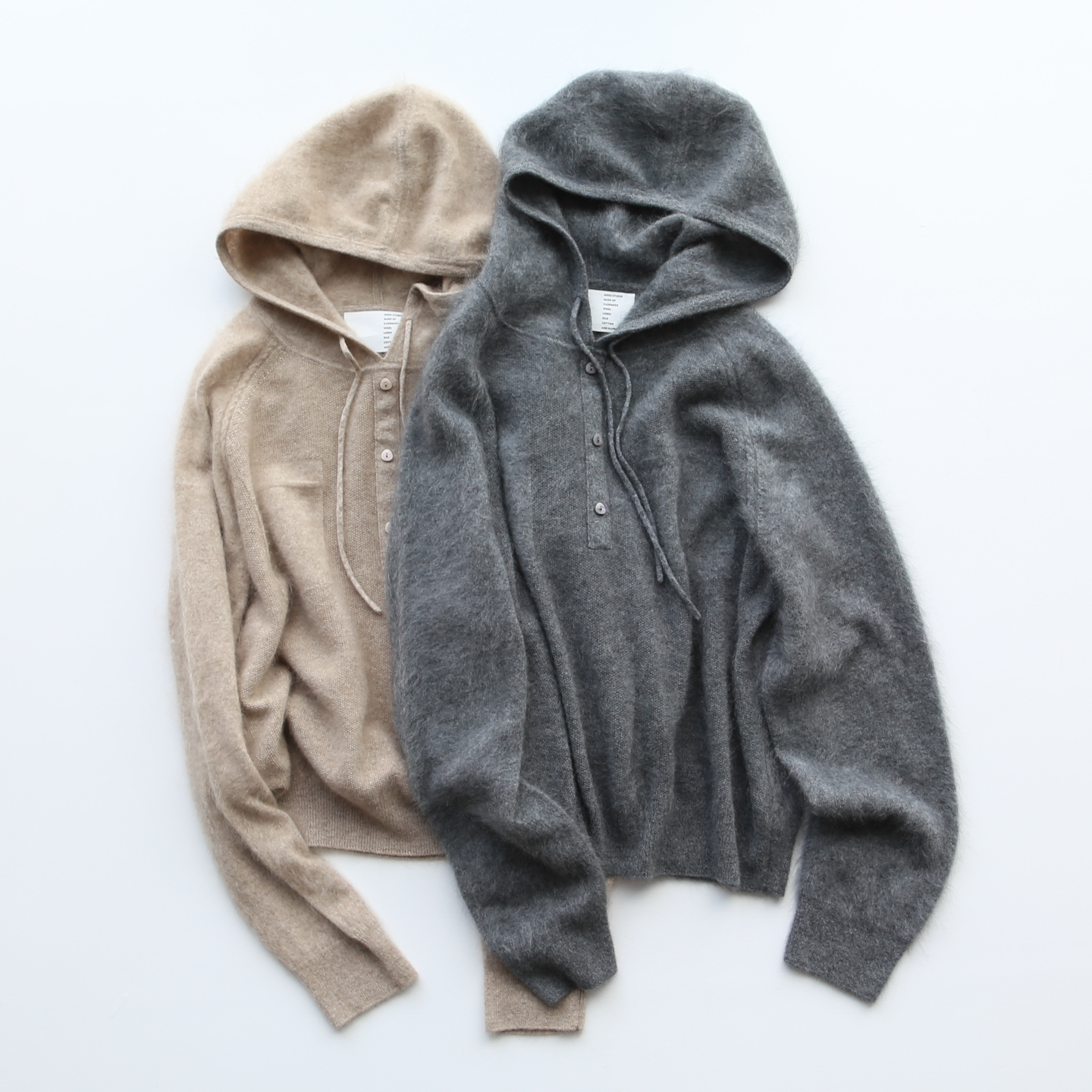 秋冬女士连帽拉绒拉毛减龄百搭软糯纯色针织衫羊绒衫运动毛衣