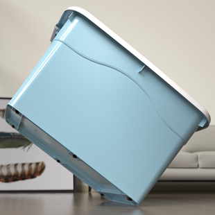 访客80L大号塑料收纳箱被子储物箱玩具收纳带轮整理箱超大有盖收