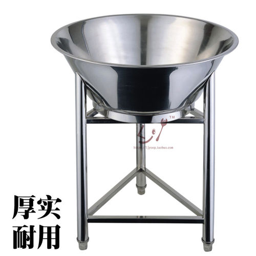 加厚不锈钢馅盆连架肉馅调料盆和面搅拌超大60cm圆盆加深带架盆子