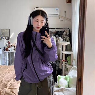 夏季 连帽防晒衣男女外穿骑行速干山系防晒服户外登山防水外套 薄款